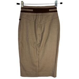 bebe Vintage Brown Houndstooth Pencil Skirt | Y2K Office Siren